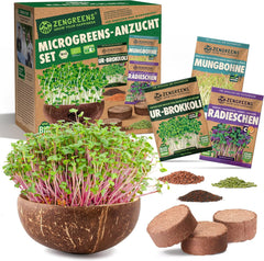 Bio Sprossen Anzuchtschale - Kressesieb 3Er Set - Enthält Keimschale Und Sprossensamen (Kresse, Ur-Brokkoli & Radieschen)