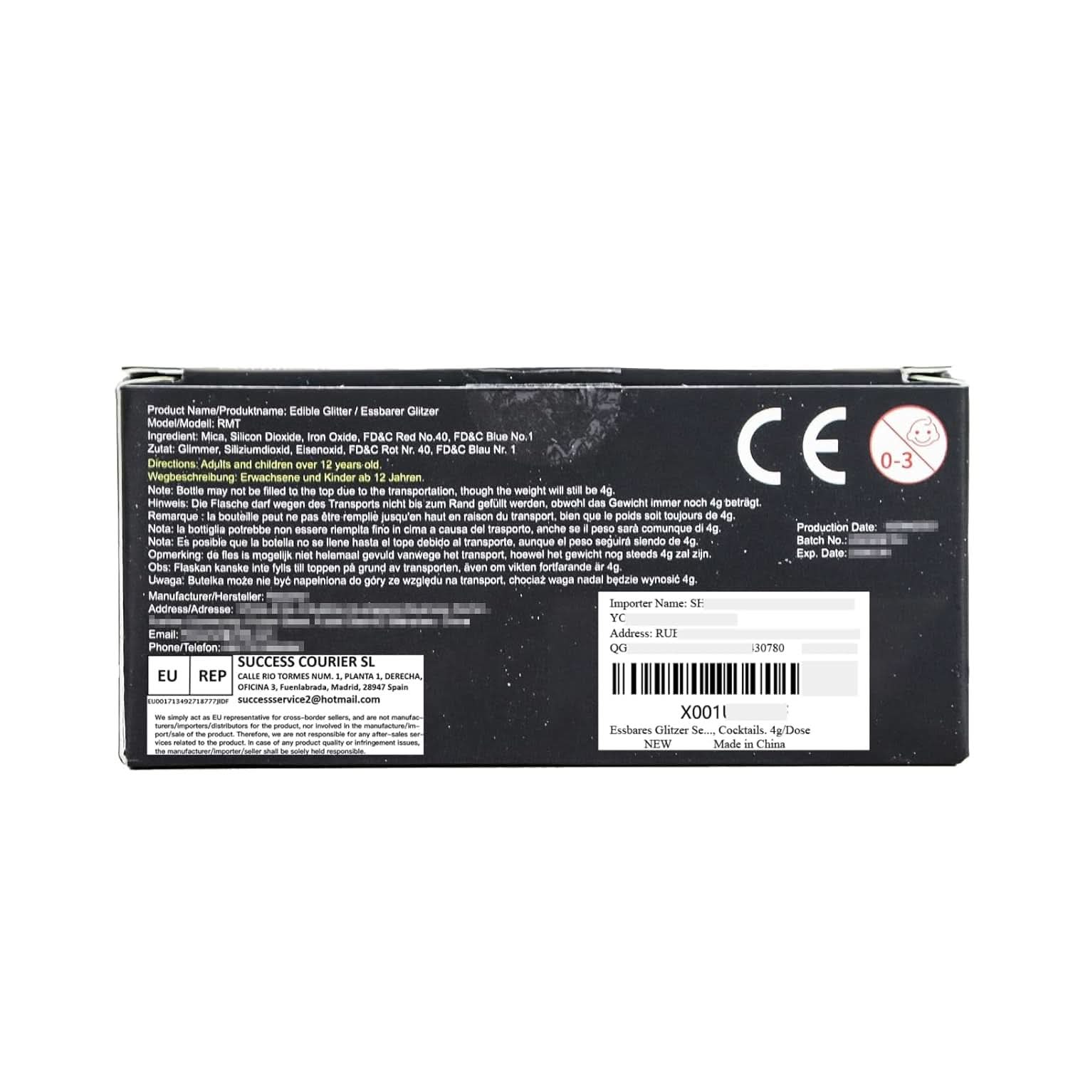 Essbarer Glitzer, verschiedene Farben und Mengen Naty Shop