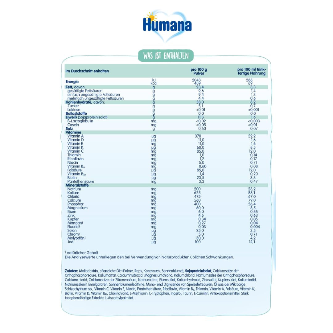 Humana SL Expert, de la naștere, formulă specială pentru intoleranța la laptele de vacă cauzată de intoleranță la lactoză, galactozemie sau alergie la proteinele din laptele de vacă, pentru sugari și copii mici, 600 g