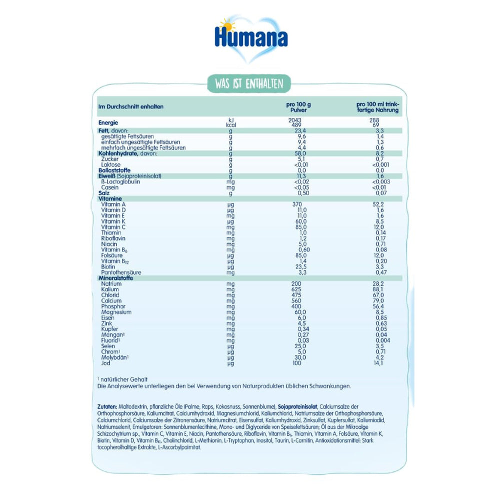 Humana SL Expert, de la naștere, formulă specială pentru intoleranța la laptele de vacă cauzată de intoleranță la lactoză, galactozemie sau alergie la proteinele din laptele de vacă, pentru sugari și copii mici, 600 g