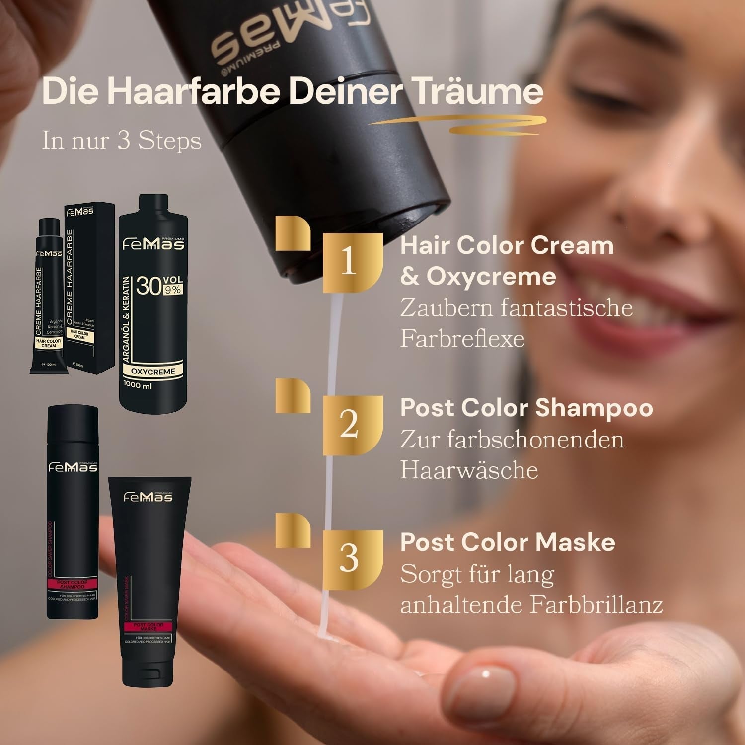 FemMas Hair Colour Pure & Mix Red I Cremă profesională cu ulei de argan, keratină și ceramide I Ca o vopsea de păr permanentă sau nuanță pentru rezultate radiante, de lungă durată I 100 ml Vopsea pentru par Naty Shop