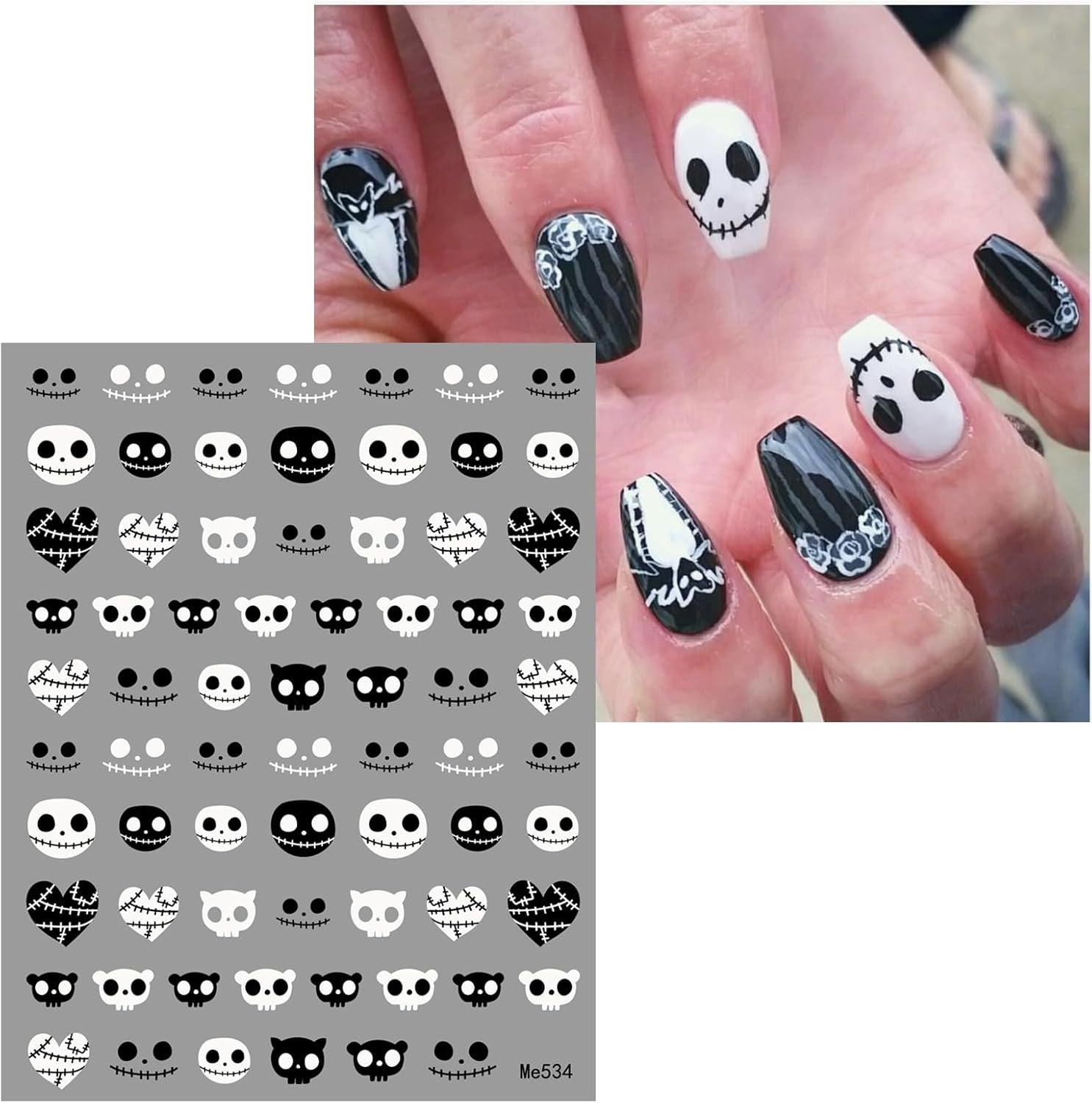 JMEOWIO Nagelsticker Halloween 9 Blatt Nail Art Sticker Selbstklebend Nagelaufkleber Dekoration Nageldesign Zubehör