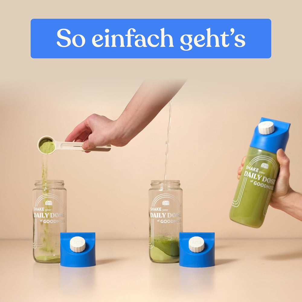 Blue Farm Bio Matcha Oat Latte auf Haferbasis ohne Zuckerzusatz - Mit dem Vitalpilz Lion's Mane - Vegan - laktosefrei & glutenfrei (300 g, Matcha)