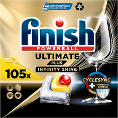 Finish Ultimate plus Infinity Shine Citrus Dishwasher Tabs – Tabs für die Spülmaschine, Intensivreinigung – 105 Kapseln, Zitrone Naty Shop
