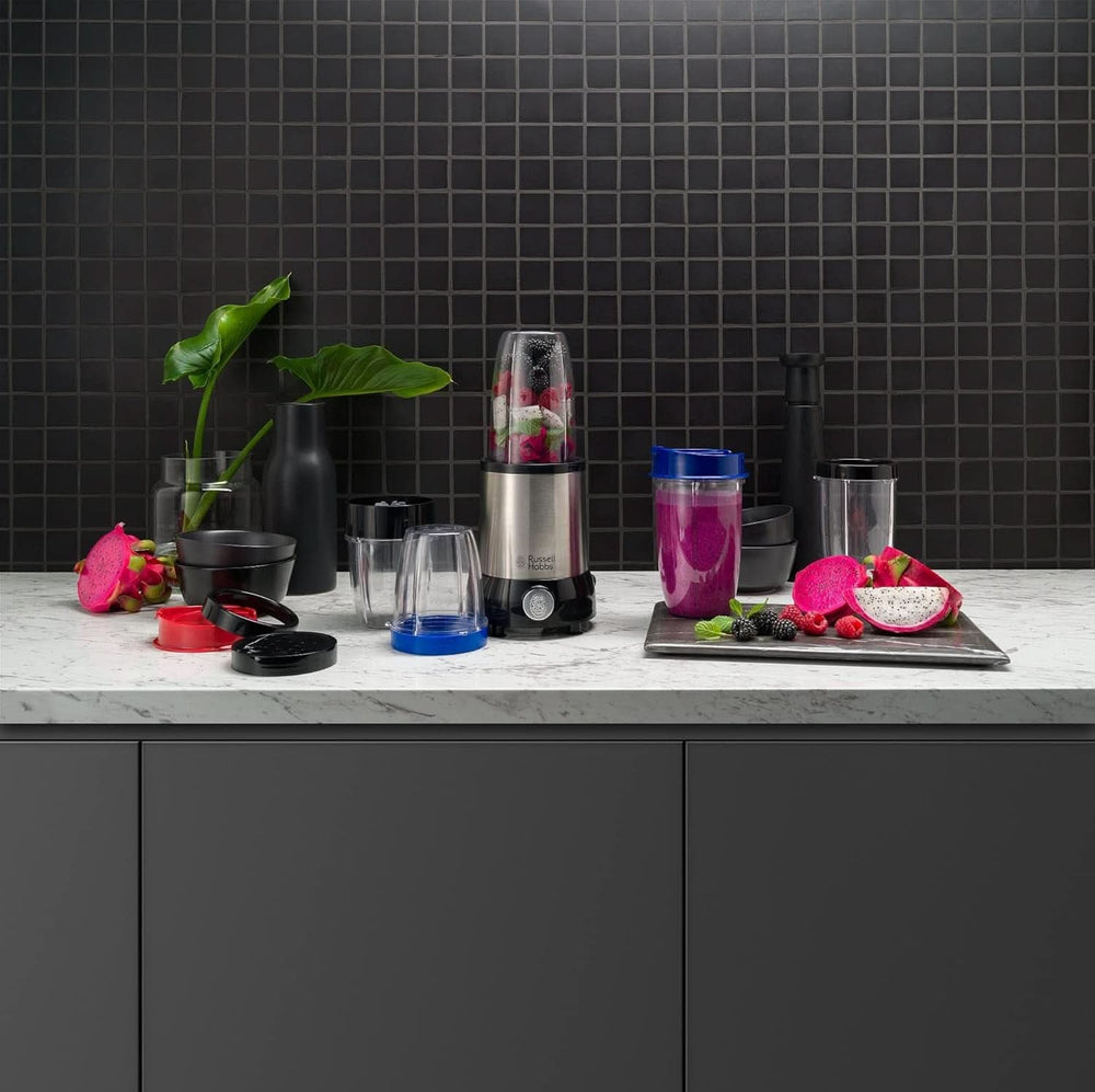 Russell Hobbs Mixer [Multifunktions- Standmixer] Nutriboost (Inkl. 5 Bpa-Freie Und Spülmaschinengeeignete Behälter + Deckel, 22.000 U/Min, 0,9 Ps-Motor) Elektrischer, Smoothie-Maker 23180-56 Kitchen Naty Shop