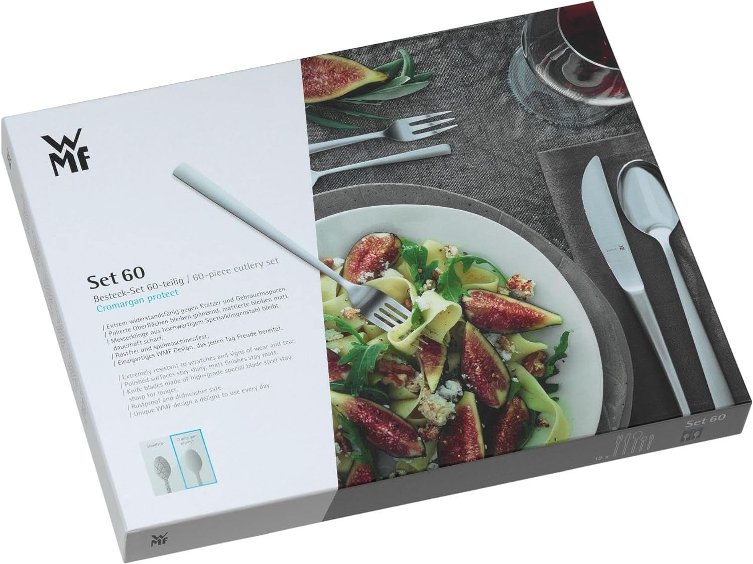 WMF Philadelphia Besteckset für 12 Personen, 60-teilig, Monobloc-Messer, Edelstahl Cromargan Kitchen Naty Shop