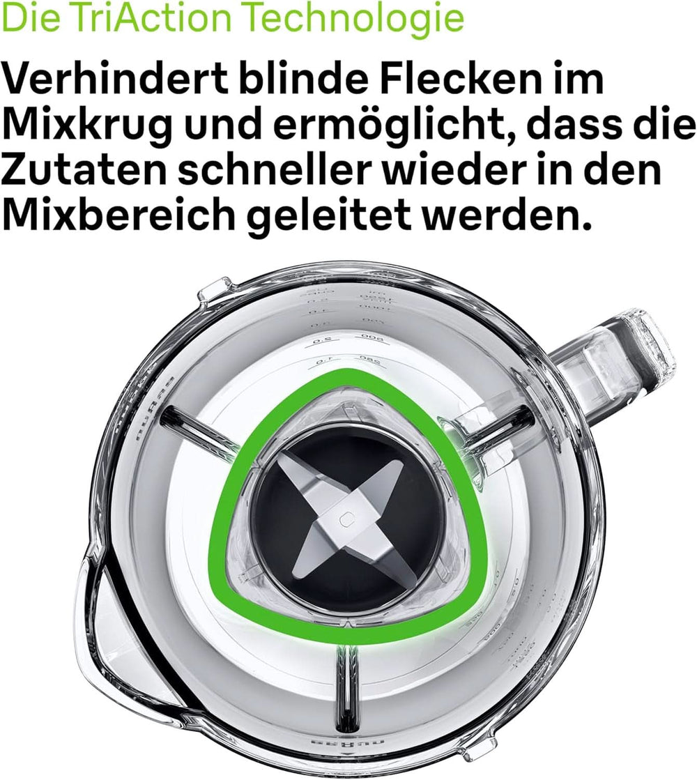 Braun Powerblend 1 JB1050WH - Standmixer Mit 1,5 L Glas-Mixaufsatz, Küchenhelfer Zum Zerkleinern, Pürieren & Mixen, Ice-Crush-Funktion, 2 Geschwindigkeiten, 600 Watt, Weiß Kitchen Naty Shop