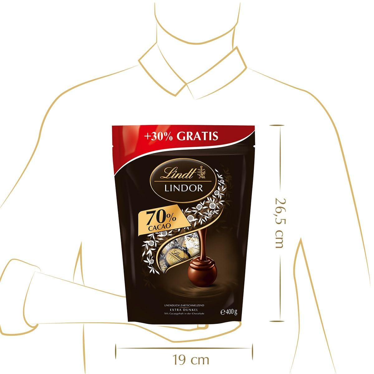 Ciocolată Lindt LINDOR bile de ciocolată neagră, 400 grame Bomboane de Ciocolata Naty Shop