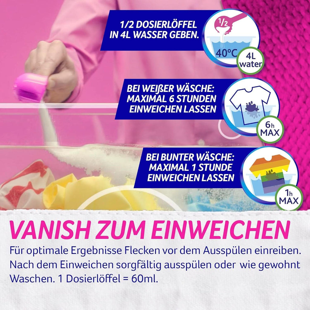 Vanish Oxi Action Powder Pink - 1,125 Kg - pudră de îndepărtare a petelor și de îmbunătățire a rufelor fără clor - pentru rufe colorate Detergenti Rufe Naty Shop