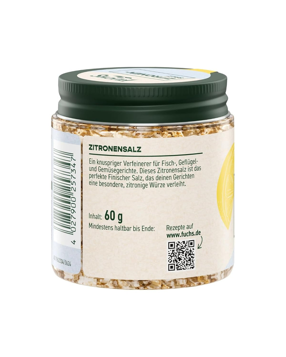 Fuchs Gewürze - Zitronensalz | Toppingsalz mit Pyramidenflocken & Zitrone | Crunchy Verfeinerung für Fisch und Gemüse | Zitronensalz in Premium-Qualität | 60 g im wiederverschließbaren Gewürzglas