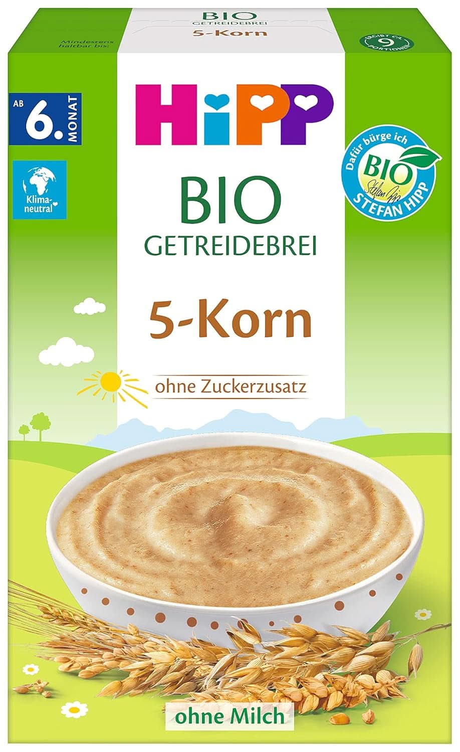 Hipp ungesüßter Getreidebrei, 100 % Reis, glutenfrei, 6er Pack (6 x 200 g) Mutter und Kind Naty Shop 6 x 200 Gramm 5 Cerealien