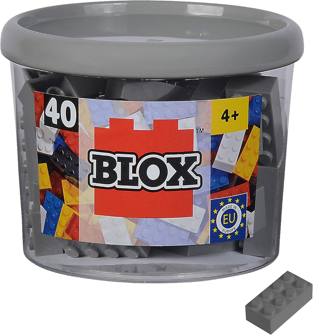 Simba 104118875 - Blox, 40 rote Klemmbausteine für Kinder ab 3 Jahren, 8er Steine, inklusive Dose, hohe Qualität, vollkompatibel mit vielen Anderen Herstellern