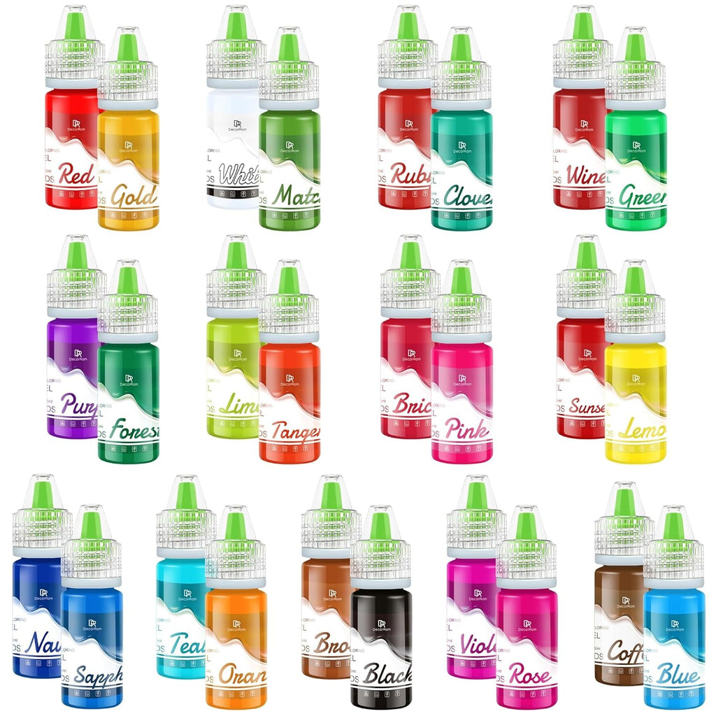 Lebensmittelfarbe Gel - 12 Farben Konzentrierte Gel Lebensmittel Farben Für Kuchen Dekoration, Backen, Kekse, Macaron - Zuckerfrei Food Coloring Für Getränken, Tortendeko, DIY Slime, Osterei - 10Ml Je Naty Shop 6 Ml (26Er Pack)