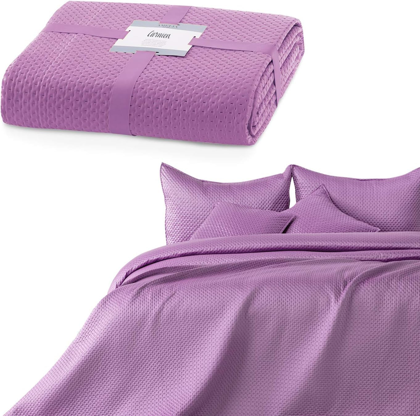Ameliahome cuvertură de pat 200X220 Cm cuvertură de pat verde închis cu două fețe embosate Matt Satin Carmen Paturi si Cuverturi Besuche den AmeliaHome-Store Carmen Lila 170X210 Cm