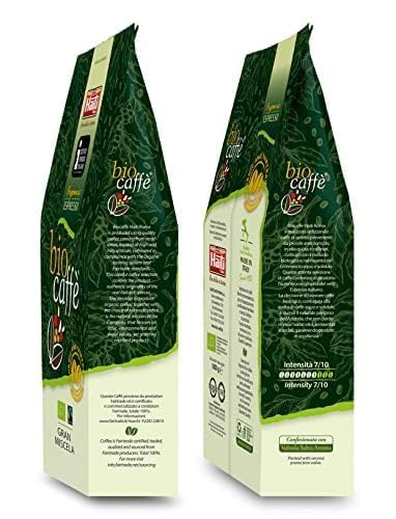 Boabe de cafea Caffè Haiti Roma Biocaffè Gran Miscela 100% organice/Fairtrade, 1 kg, certificate de Institutul Italian de Espresso. Un espresso gourmet produs în Italia. Prăjire artizanală.