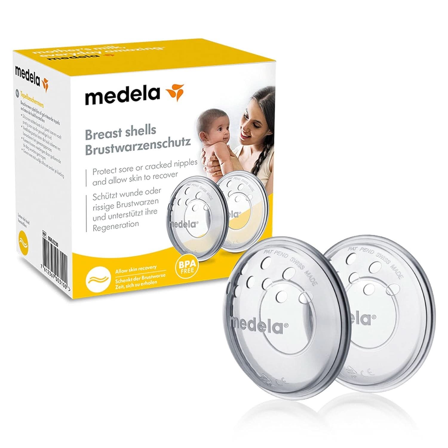Medela Milchauffangschalen – Bpa-Frei, Aus Weichem, Flexiblem Silikon – 2Er-Set Zubehör Essen und Stillen Bebe Naty Shop 2 Stück (1Er Pack) Brustwarzenschutz