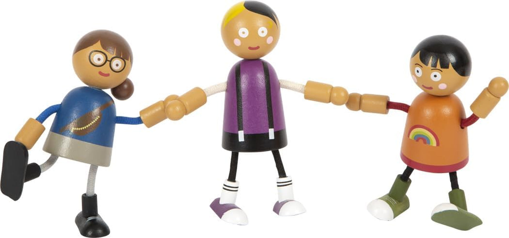 small foot Biegepuppen-Familie mit Baby, 8 Flexible Holz-Puppen unterschiedlichen Alters, Geschlechts & Hautfarbe, 12426, Beige