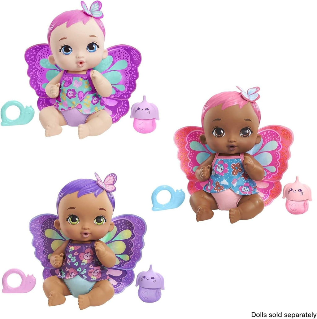 My Garden Baby GYP10 - Păpușă fluture pentru hrănit și îmbrăcat (30 cm), cu scutec reutilizabil, haine și aripi detașabile, jucărie pentru copii de la vârsta de 2 ani Papusi Naty Shop