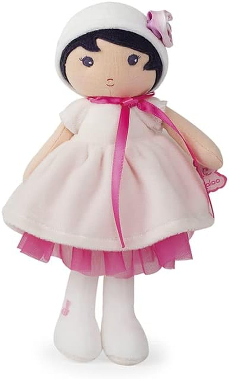 KALOO - Tendresse – Meine 1. Puppe aus Amandin-Stoff – Stoffpuppe 25 cm – Rosa aus Chiffon – Matte Haut – schöne Geschenkbox und Band personalisierbar – ab der Geburt K200004