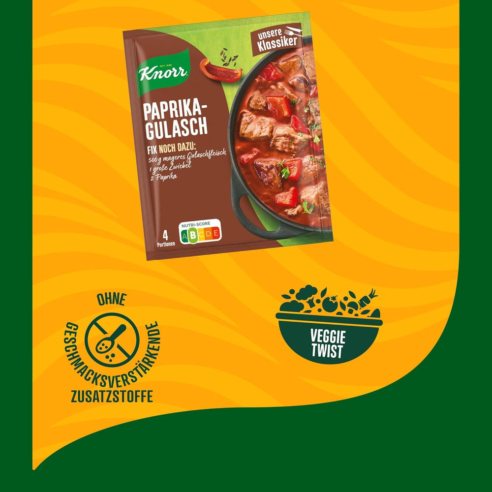 Knorr Fix Würzmischung Paprika-Gulasch für eine leckeres Fleischgericht mit natürlichen Zutaten 4 Portionen