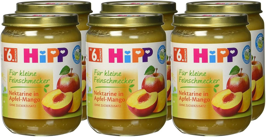 Hipp For Little Gourmets, Nectarine în mere și mango, fără zahăr adăugat, 6 X 190 grame Mama si Copilul Naty Shop