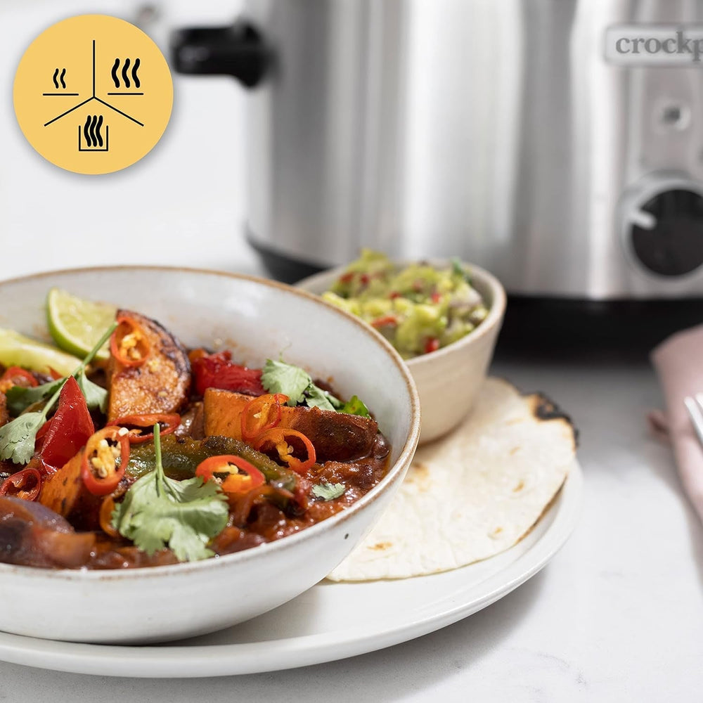 Slow Cooker Crockpot,| 3,5 Liter (3-4 Personen), Behälter zum Bräunen von Fleisch und Gemüse, Slow Cooker aus Edelstahl von Naty Shop