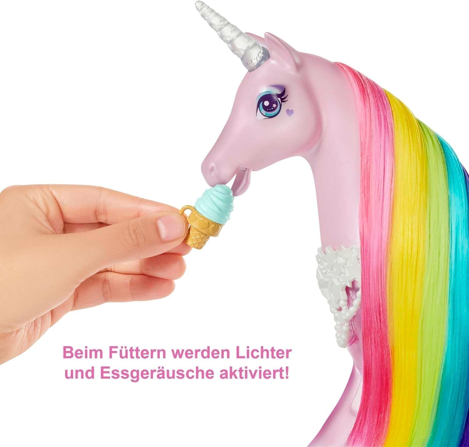Barbie Dreamtopia Magical Magic Light Unicorn, cu 25+ lumini și sunet, incl. păpușă Barbie și unicorn, cadou pentru copii, jucărie de la 3 ani, GWM78 Papusi Naty Shop