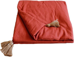 Enjoy Home – Terrakotta-Decke mit 4 Jute-Quasten – 90 x 190 cm – 100 % Baumwolle – Öko-Tex – Panama-Kollektion Bettdecken und Steppdecken Naty Shop Standardtitel