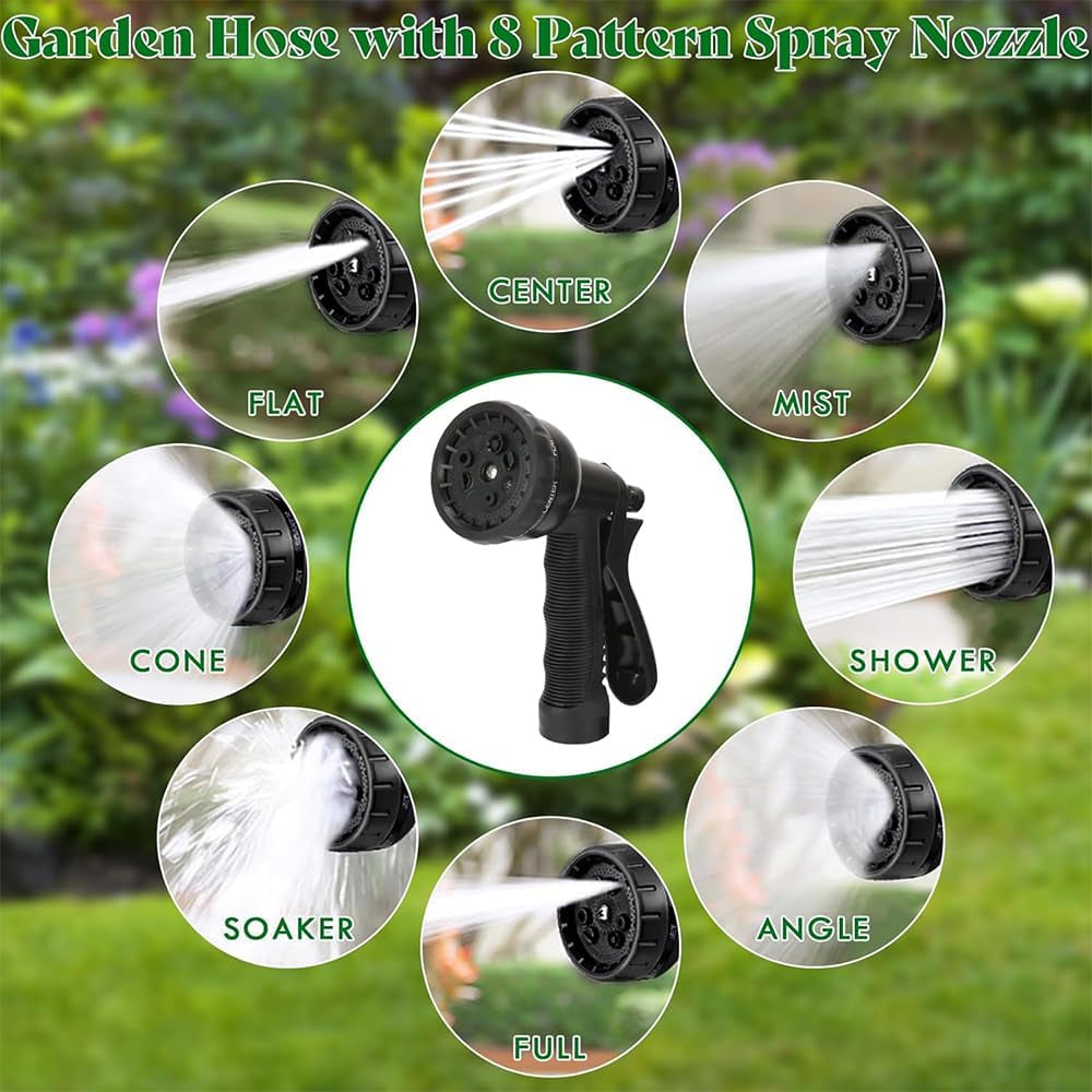 Furtun de grădină flexibil și extensibil de 15 m, furtun flexibil de apă cu 8 funcții de pulverizare, furtun flexibil de la 1/2 inch la 3/4 inch, furtun de grădină, pentru udarea grădinii, spălarea mașinii, spălarea și udarea apei