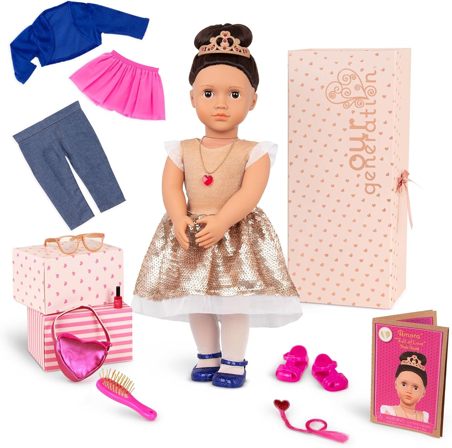 Our Generation - Stella - 46 cm Starry Fashion Starter Puppe - Blondes Haar und helle, himmelblaue Augen - 3 Outfits & Styling-Accessoires in Geschenkbox - Spielzeug für Kinder ab 3 Jahren