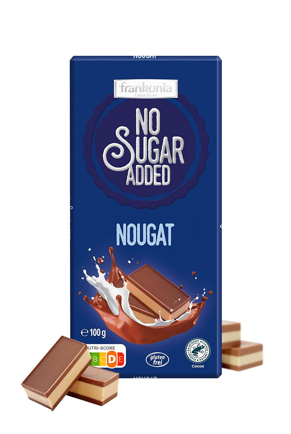 Ciocolată cu nuga, fără zahăr adăugat, fără gluten, 100g și ciocolată cu alune, fără zahăr adăugat, fără gluten, 85g