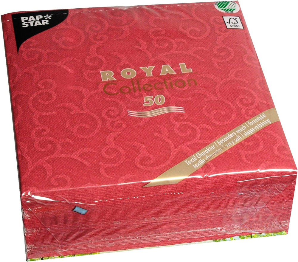 Papstar, 50 de șervețele "ROYAL Collection" 1/4 fold 40 Cm X 40 Cm Bordeaux "Casali", #84880