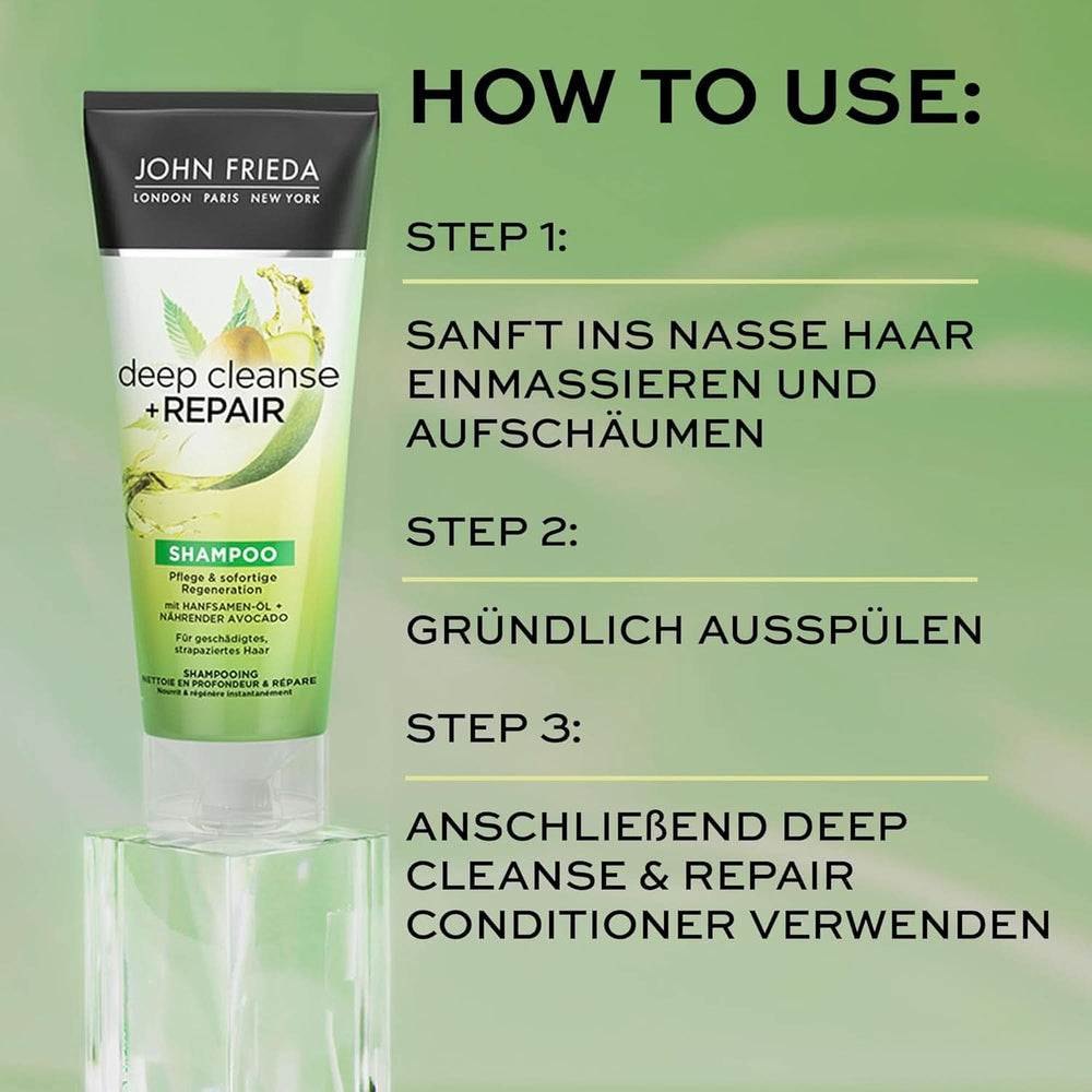 John Frieda, Reparaturshampoo für geschädigtes Haar Detox+Repair, 250 ml Dusche und Bad Naty Shop