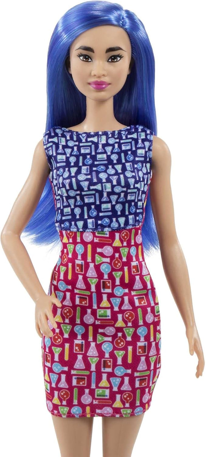 Barbie You Can Be Anything Serie, Wissenschaftlerin, Wissenschaftler Puppe mit blauen Haaren, Laborkittel, Mikroskop, Schutzbrille, Zubehör, inkl Puppe, als Geschenk geeignet