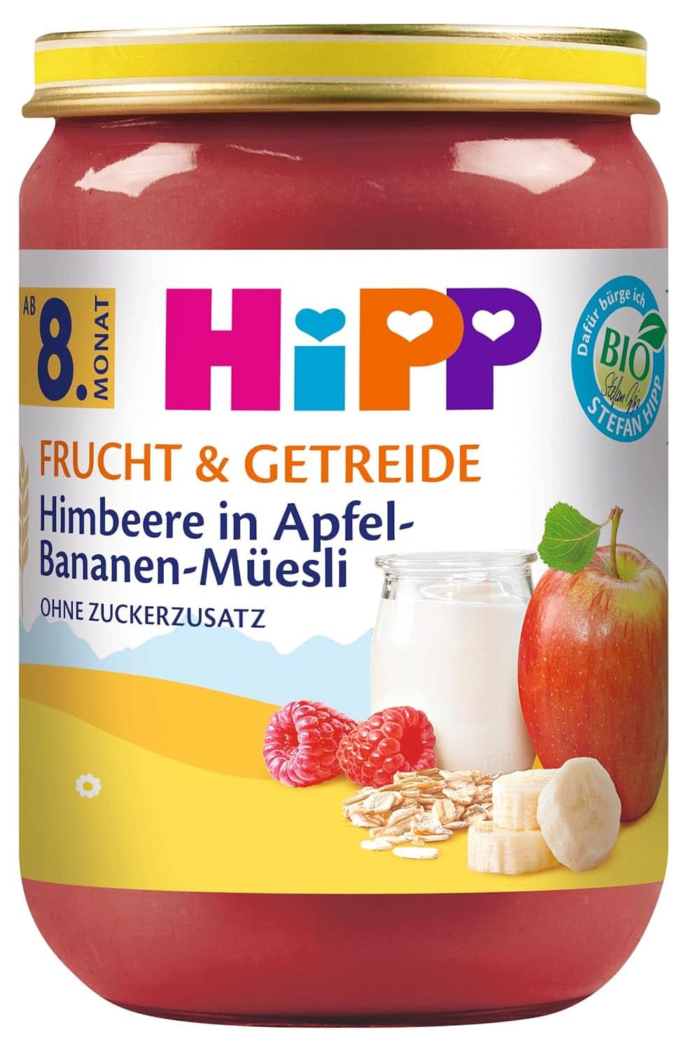 Hipp Birnen-Bananen mit Keksen, 6er Pack (6 x 190 Gramm) Mutter und Kind Naty Shop 190 Gramm Himbeeren im Müsli mit Äpfeln und Bananen