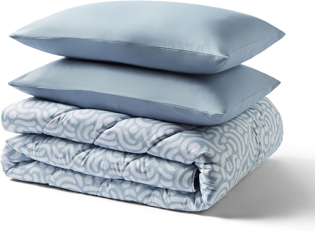 Night Lark Coverless Duvet Super King 6 Tog Spring Summer - Abstract Waves. Cuvertură super moale, confortabilă și ușoară. Se spală la mașină și se usucă rapid, toate într-un set de fețe de pernă reversibile Plapumi si pilote Naty Shop