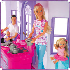 Simba 104661996 – Steffi Love Dreamhouse, großes Spielhaus, 4 Räume, KEINE PUPPEN, 84 cm hoch, zwei Etagen, funktionale Glocke, zusammenklappbar Naty Shop Puppenhäuser