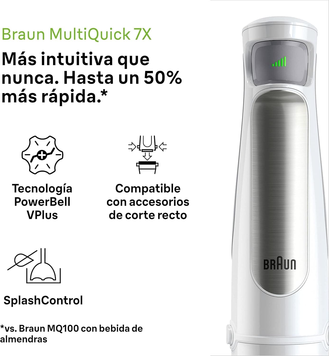 Braun Household Hogar Multiquick 7 Armmixer, Spritzschutz-Technologie, Spülmaschinenfest, Bpa-Freier Kunststoffbecher, MQ7000, 1000 W, Weiß Bucatarie Naty Shop