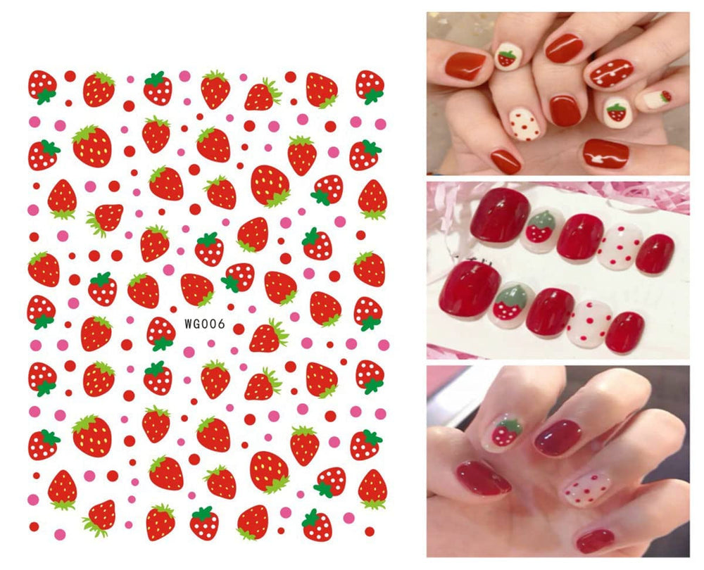 12 Blatt Nagelsticker Süß Kinder Nagelaufkleber Selbstklebend Weihnachtsblumen Blätter Tiere Pflanzen Früchte Nail Art Sticker Dekoration Nageldesign Zubehör