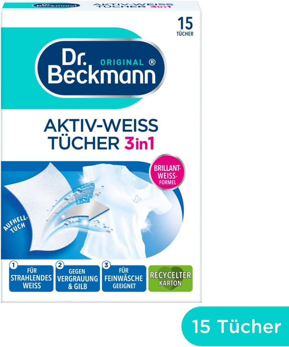 Dr. Beckmann Fest Wipes, Active-White, 15 Tücher Waschmittel Naty Shop