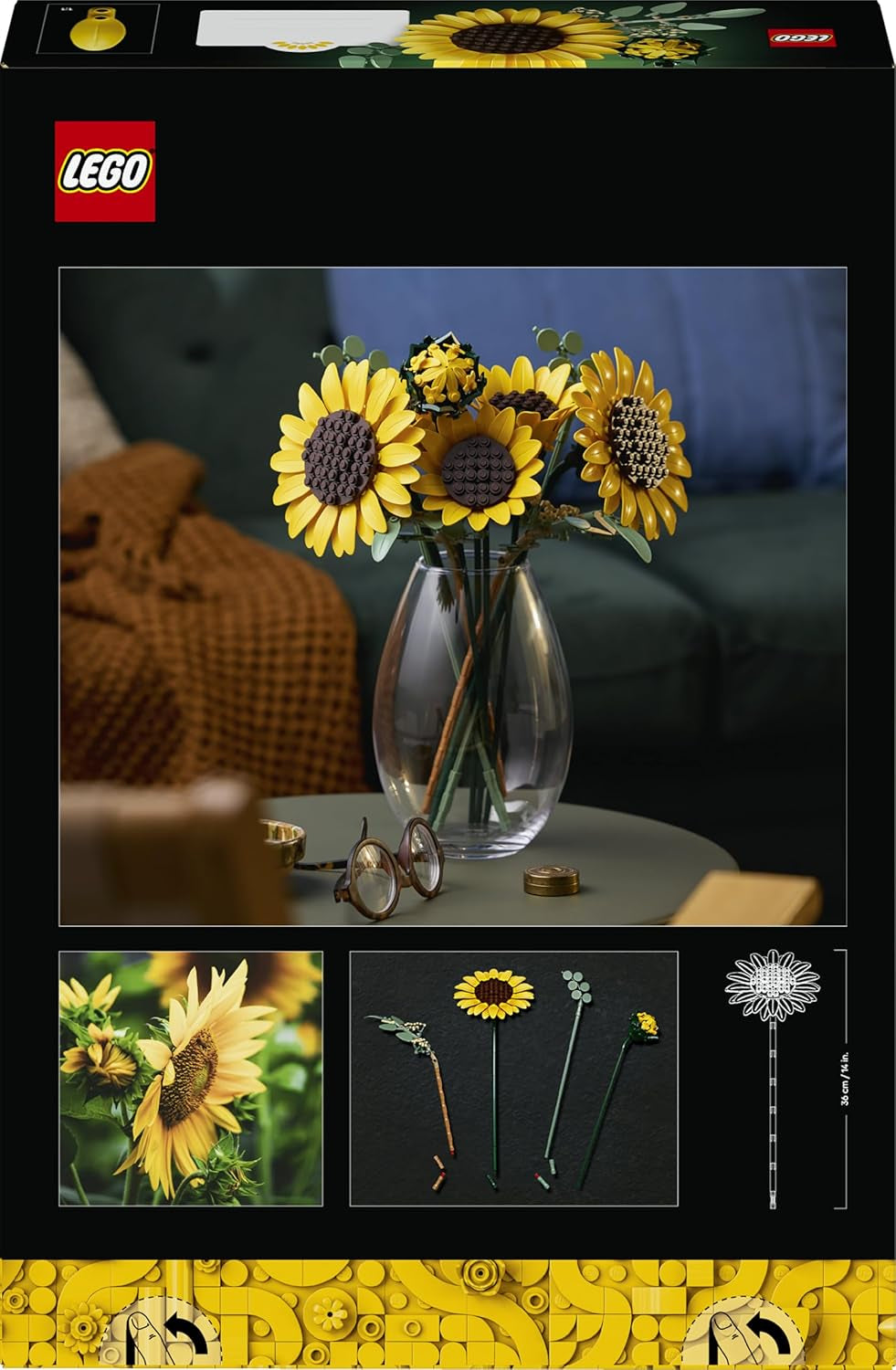 LEGO Botanicals Sonnenblumenstrauß - Kunstblumen Set für Erwachsene - Künstliche Sonnenblumen & Eukalyptuszweige für Deko im Wohn- oder Schlafzimmer - DIY Geschenkidee für Frauen - 11502