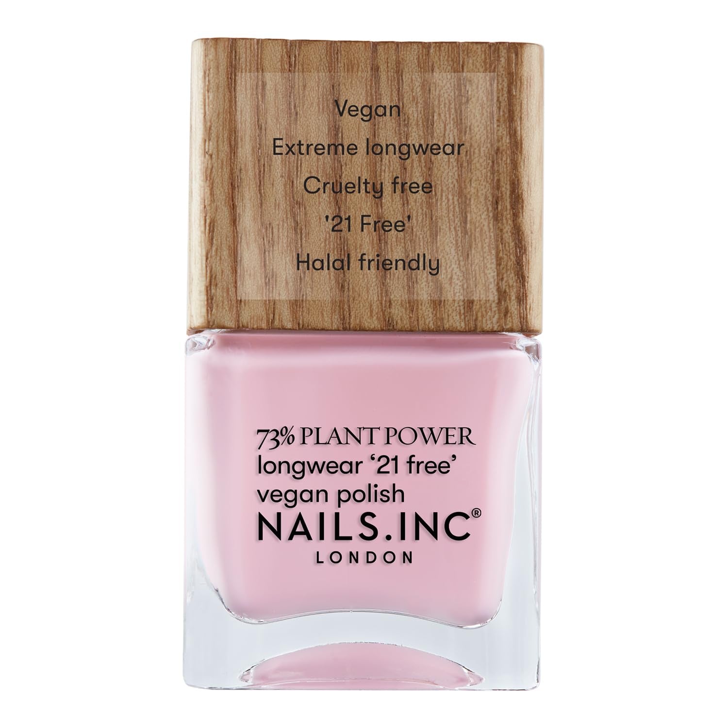 Nails Inc - Oja vegană GLOWING SOMEWHERE Plant Power - 73% pe bază de plante, 100% vegană și fără cruzime - Manichiură perfectă, sidefat strălucitor - Pentru o nail art ecologică