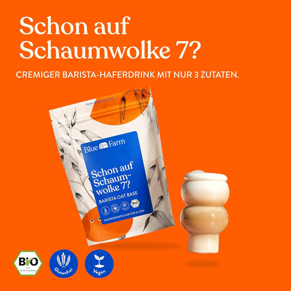 Blue Farm Barista Oat Base für bis zu zu 8L zum selbermischen – Bio Haferdrink Barista Edition – Milchalternative ohne Zusatzstoffe und Zuckerzusatz – Vegan und Glutenfrei – 90% weniger Verpackungsmüll
