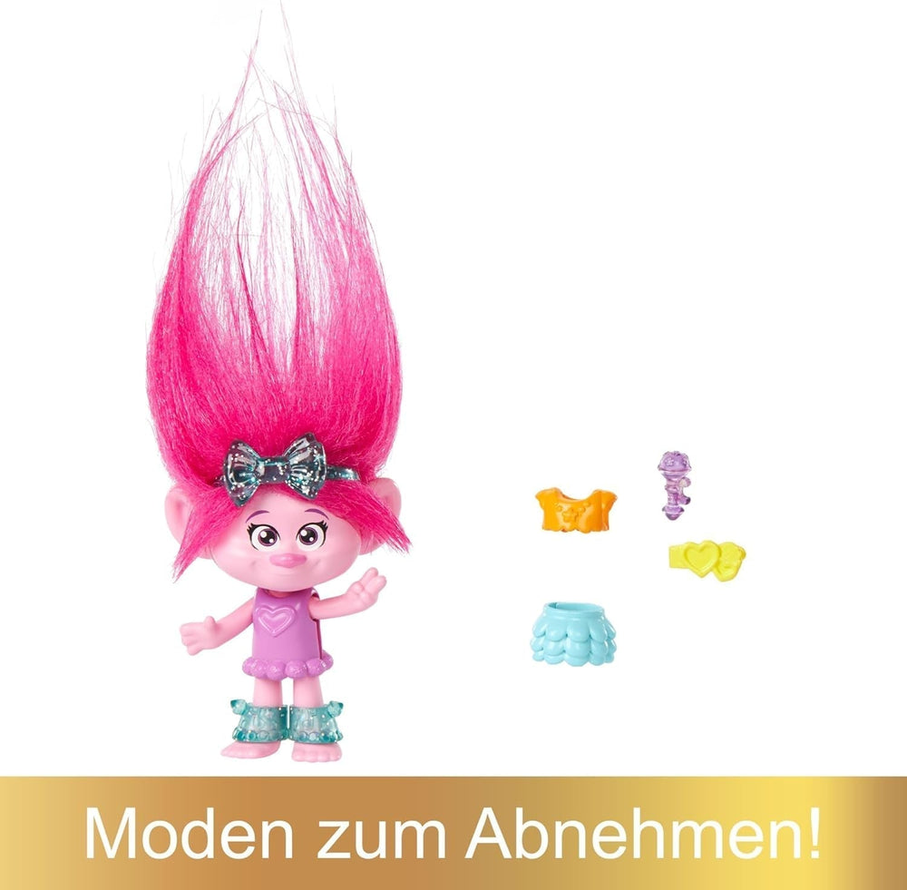 Mattel DREAMWORKS TROLLS Together Strong – Haarige Überraschungen Poppy Queen Poppy, Viva, Branch und Guy Diamond Plüschhaar, 2 haarige Überraschungen, Zubehör, ab 3 Jahren, HNF10 Naty Shop-Puppen