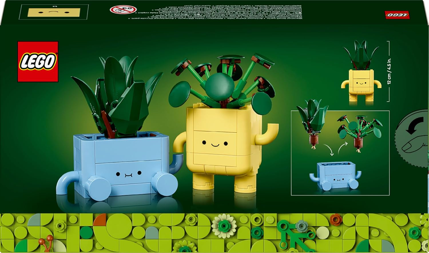 LEGO Botanicals Fröhliche Pflanzen - Spielzeug für Kinder mit 2 Kunstpflanzen, 2 bunten Blumentöpfen & austauschbaren Cartoon-Gesichtern - Geschenkidee für Mädchen ab 9 Jahren - 10349