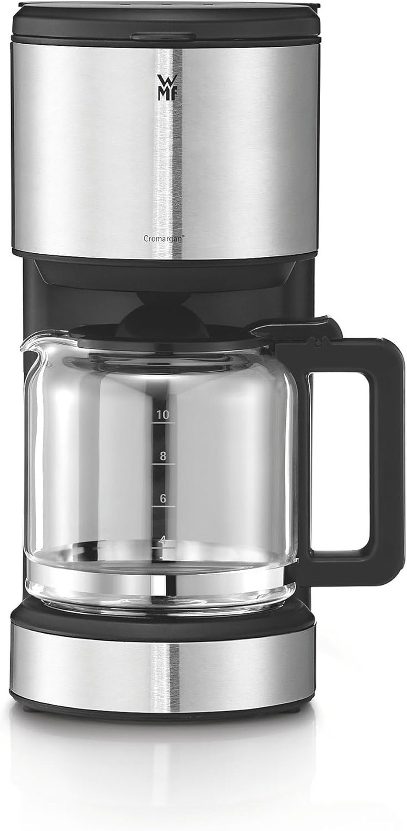 Espressor WMF Bueno cu carafă de sticlă, cafea filtrată, 10 cești, buton pornire/oprire, sistem anti-picurare, filtru oscilant, oprire automată, placă de încălzire, 1000W