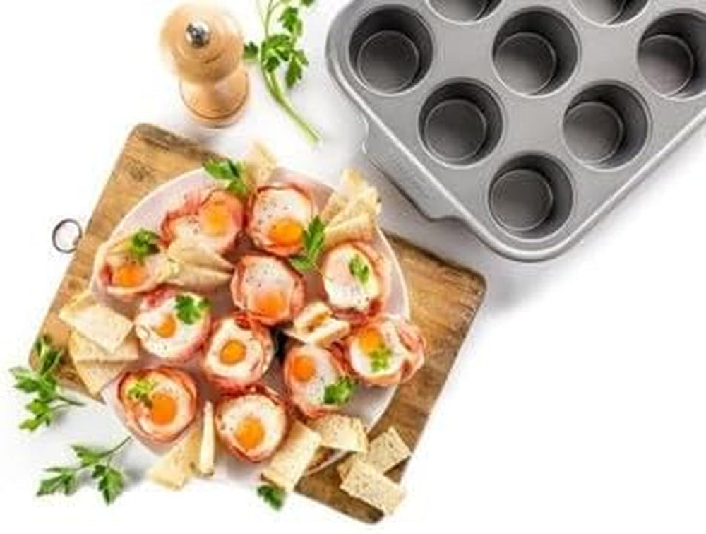 Backformen und Muffinblech aus aluminisiertem Stahl von Kitchenaid, antihaftbeschichtet, ofenfest, spülmaschinenfest, Grau, Naty Shop Backformen und -bleche