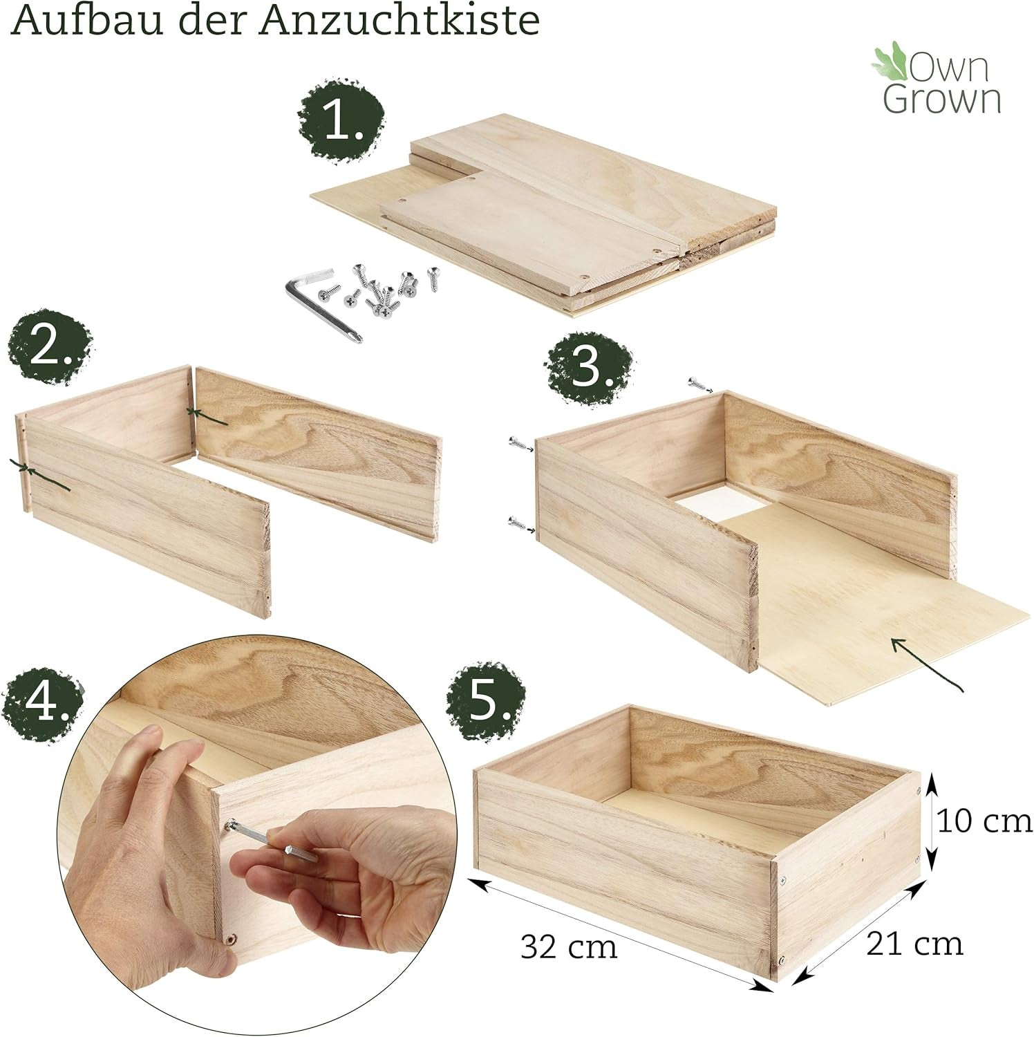 Kit de cultivare a semințelor cu cutie de lemn și 8 varietăți de semințe de plante: Kit de cultivare pentru copii cu semințe de legume, căpșuni și plante aromatice – Kit de început pentru mini seră și mini grădină de la OwnGrown