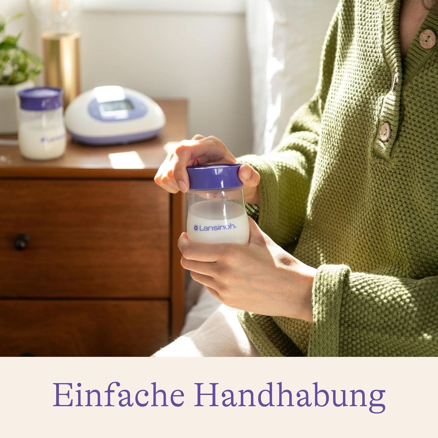 Lansinoh Muttermilchflaschen, 4 X 160 ml – Zur sicheren Muttermilch-Ausstellung – Neues kompaktes Design für verbesserte Stabilität – mit stapelbarem Deckel