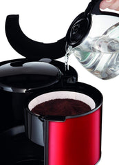 Espressor Subito cu filtru, carafă din sticlă, 10-15 cești, capacitate 1,25 l, funcție de oprire automată, filtru detașabil, indicator nivel apă, oțel inoxidabil, roșu/negru, FG360D